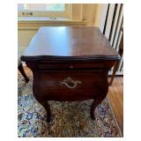 French Provincial Bombe Wood Nightstand End Table 16in Top Good