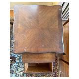 French Provincial Bombe Wood Nightstand End Table 16in Top Good