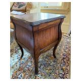 French Provincial Bombe Wood Nightstand End Table 16in Top Good