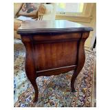 French Provincial Bombe Wood Nightstand End Table 16in Top Good