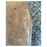 Vintage Oval Coffee Table w Glass Top Carved Queen Anne Legs Fair