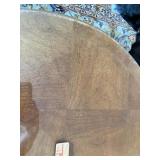 Vintage Oval Coffee Table w Glass Top Carved Queen Anne Legs Fair