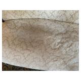 Empire Style Carved Wood Upholstered Settee Bench Scroll Arms