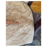 Empire Style Carved Wood Upholstered Settee Bench Scroll Arms