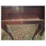 Pair Queen Anne Style Mahogany Finish End Tables w Drawer 18x28 Fair