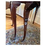 Pair Queen Anne Style Mahogany Finish End Tables w Drawer 18x28 Fair