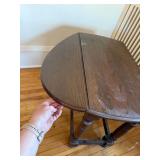 Vintage Gate Leg Drop Leaf Side Table Oval Oak Finish 29x24x20