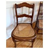 Vintage Ladder Back Cane Seat Side Chairs Pair Wood Country Style Good