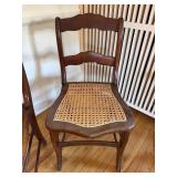 Vintage Ladder Back Cane Seat Side Chairs Pair Wood Country Style Good