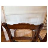 Vintage Ladder Back Cane Seat Side Chairs Pair Wood Country Style Good