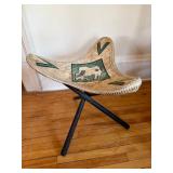 Vintage African Style Tripod Stool Hide Seat Elephant Motif Chair