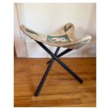 Vintage African Style Tripod Stool Hide Seat Elephant Motif Chair