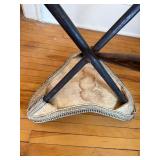 Vintage African Style Tripod Stool Hide Seat Elephant Motif Chair