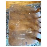 Vintage Windsor Style Wood Side Chair Pierced Back Plank Seat Worn
