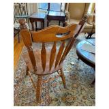 Vintage Windsor Style Wood Side Chair Pierced Back Plank Seat Worn