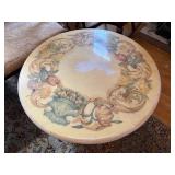 Round Florentine Style Painted Coffee Table 35in Gilt Pedestal Base