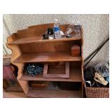 Vintage Wooden Bookcase Display Shelf Scalloped Sides 48x38x13 Good