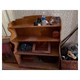 Vintage Wooden Bookcase Display Shelf Scalloped Sides 48x38x13 Good