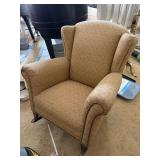 Vintage Wingback Upholstered Rocking Chair Beige Patterned Good