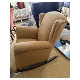 Vintage Wingback Upholstered Rocking Chair Beige Patterned Good