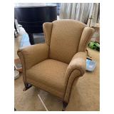 Vintage Wingback Upholstered Rocking Chair Beige Patterned Good