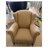 Vintage Wingback Upholstered Rocking Chair Beige Patterned Good