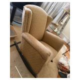 Vintage Wingback Upholstered Rocking Chair Beige Patterned Good