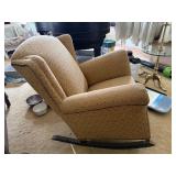 Vintage Wingback Upholstered Rocking Chair Beige Patterned Good