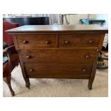 Antique Oak 4 Drawer Dresser Chest Serpentine Sides 35in Tall