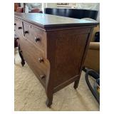 Antique Oak 4 Drawer Dresser Chest Serpentine Sides 35in Tall