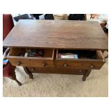 Antique Oak 4 Drawer Dresser Chest Serpentine Sides 35in Tall