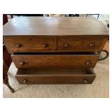 Antique Oak 4 Drawer Dresser Chest Serpentine Sides 35in Tall