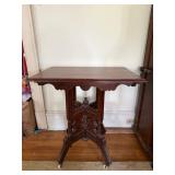 Antique Victorian Eastlake Walnut Parlor Table on Casters 28x19x29