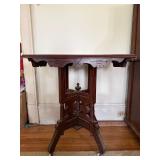 Antique Victorian Eastlake Walnut Parlor Table on Casters 28x19x29