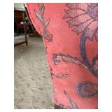 Camelback Sofa & Wingback Chair Set Red Floral Upholstery Good