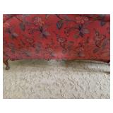 Camelback Sofa & Wingback Chair Set Red Floral Upholstery Good