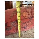 Camelback Sofa & Wingback Chair Set Red Floral Upholstery Good