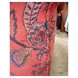Camelback Sofa & Wingback Chair Set Red Floral Upholstery Good
