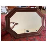Vintage Octagonal Wood Framed Wall Mirror 41 x 29 Traditional