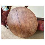 Vintage Round Wood Pedestal Coffee Table 42 in Rustic Finish Good