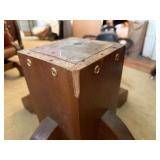 Vintage Round Wood Pedestal Coffee Table 42 in Rustic Finish Good