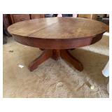 Vintage Round Wood Pedestal Coffee Table 42 in Rustic Finish Good