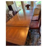 Vintage Jacobean Revival Dining Table Set 6 Chairs 2 Self-Storing Leaves