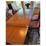 Vintage Jacobean Revival Dining Table Set 6 Chairs 2 Self-Storing Leaves