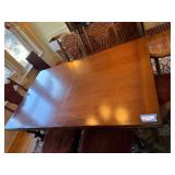 Vintage Jacobean Revival Dining Table Set 6 Chairs 2 Self-Storing Leaves