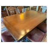 Vintage Jacobean Revival Dining Table Set 6 Chairs 2 Self-Storing Leaves