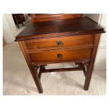 Vintage Wood Sewing Cabinet End Table 2 Drawer Flip Top Storage