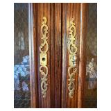 Traditional Oak China Cabinet Lighted Curio Hutch 58in Wide Good