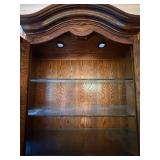 Traditional Oak China Cabinet Lighted Curio Hutch 58in Wide Good