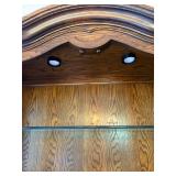 Traditional Oak China Cabinet Lighted Curio Hutch 58in Wide Good